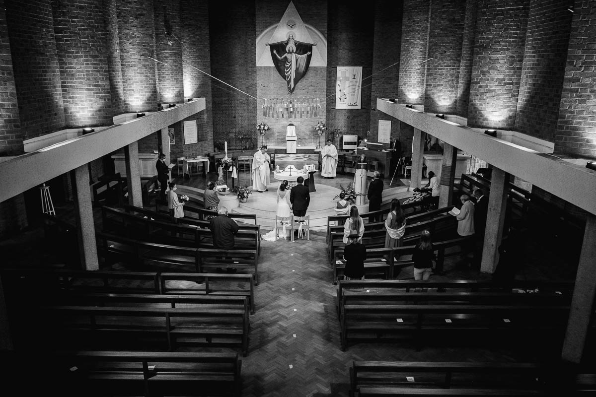 Scene of church ceremony from mezzanine